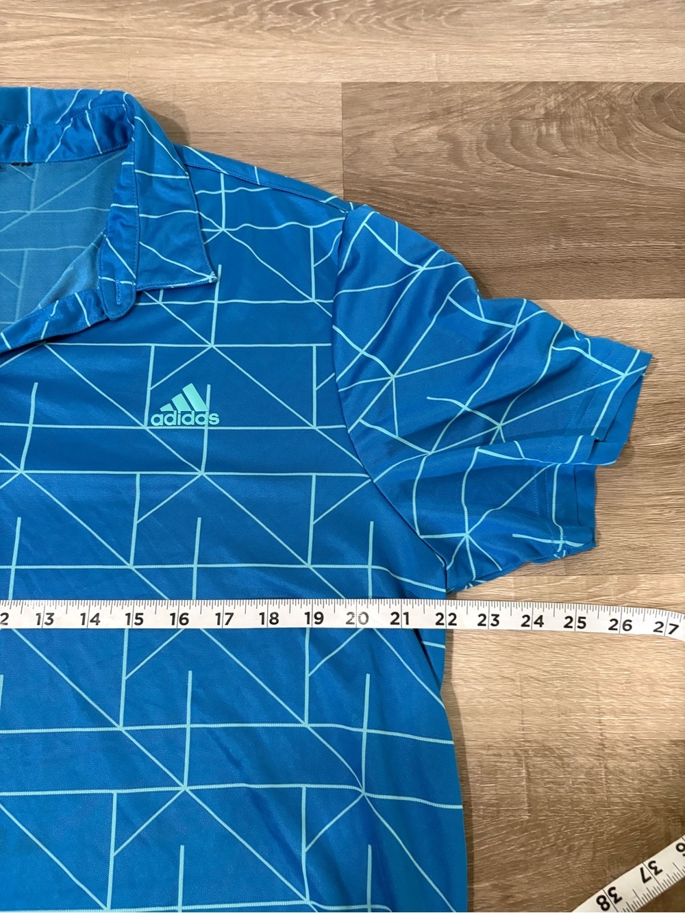 Adidas Men’s Blue Geometric Polo Shirt - Picture 6 of 7